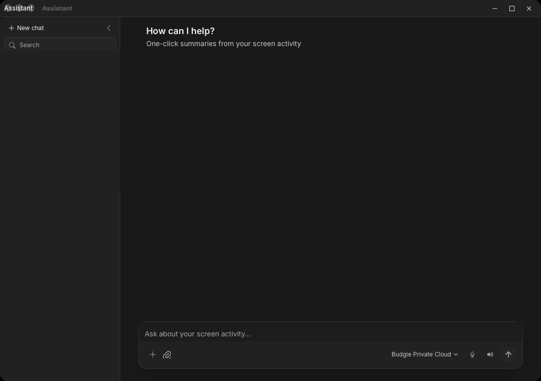 The Assistant chat window